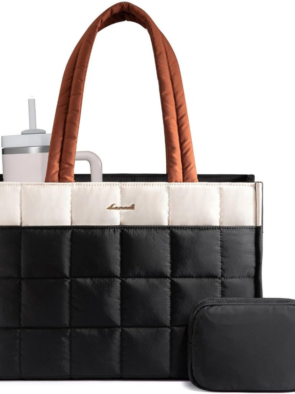 Tote Bag for Women, Puffer Work Handbag 15.6 Inch Laptop Purse for Nurse Teacher